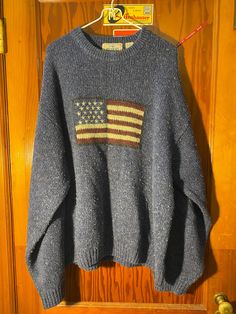 - Classic crewneck sweater with American flag - Stars are embroidered - size XXL - see measurements below - by RedHead  - Made of ramie, wool, acrylic, and nylon Measurements Chest - 52" Sleeves - 24" Length - 30" PLEASE NOTE: - all items are pre-owned and may have normal wear and wash - vintage sizes are different and may vary - measurements included - sales are final - reach out with any questions prior to purchase Thanks for shopping by Vintage River City! S1 Flag Sweater Outfit, Flag Sweater, Vintage Patriotic, American Flag Stars, River City, American Flag Sweater, Patriotic Outfit, Dark Academia Aesthetic, Academia Aesthetic