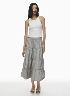 MARS SKIRT Praeie Maxi Skirt, Poplin Skirt, Flare Top, Tiered Maxi Skirt, Denim Leggings, Romper With Skirt, Short Jumpsuit, Denim Pant, Leggings Fashion