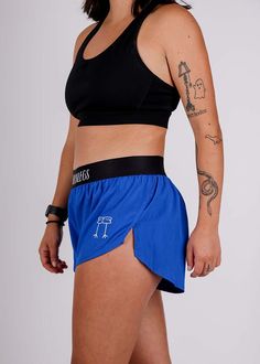 Do you have ChicknLegs? These royal blue shorts are the perfect addition to any run! The ChicknLegs 1.5" split running shorts are known for their lightweight fabric, ultra soft liners, comfortable waistbands, and funny printed designs. Features: ✔ Soft elastic waistband provides a smooth fit that stays in place ✔ Rear zipper pocket to stash the essentials✔ Black mesh liner offers full coverage and breathability✔ Machine washable ✔ 1.5" Inseam and 2.5" Side Split✔ Model is 5'1" - 118 lbs - Size S Best Running Shorts, Royal Blue Shorts, Short Design, Split Legs, Running Shorts Women, Chicken Legs, Designer Shorts, Nice Shorts, Side Split