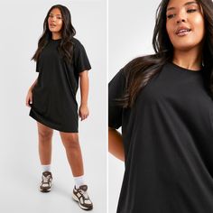 Nwt Boohoo Oversized Basic T-Shirt Dress In Black Casual, Breathable Tee Dress! A Neutral Staple For Anyone’s Closet. Not See Through And Doesn’t Cling To Your Body In Awkward Areas. Flattering And Fun! Throw On A Jean Jacket And Your Favorite Sneakers For A Trendy Look. Size: Us 16 / Uk 20 (See Sizing Image) Fabric: 100% Cotton Length: Mini / Short (Approx 27.5 Inches) Short Sleeve Oversized Fit This Garment Is Ready For The Future. The Boohoo Group Are Members Of Better Cotton. By Choosing Our Black Relaxed Fit T-shirt Dress With Crew Neck, Black Relaxed Fit T-shirt Dress With Short Sleeves, Black Relaxed Fit Dress With Crew Neck, Casual Black Streetwear Dress, Oversized Black Dress With Crew Neck, Black Oversized Crew Neck Dress, Black Oversized Crew Neck T-shirt Dress, Oversized Black Crew Neck T-shirt Dress, Boohoo Dresses