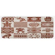 a bath mat with different designs on it