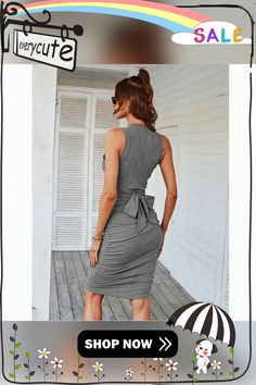 Gray Knitted Sleeveless Bodycon Dress Dresses Bodycon, Sleeveless Bodycon Dress, Bodycon Dresses, Women Dresses, Bodycon Dress, Shop Now, Womens Dresses, Grey, Dresses