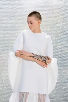 Multiway Clothing, Unique White Dress, Avant Garde Wedding Dress, Futuristic Wedding, Avant Garde Dress, Futuristic Clothing, Avant Garde Dresses, White Tulle Dress, Advertising Fashion