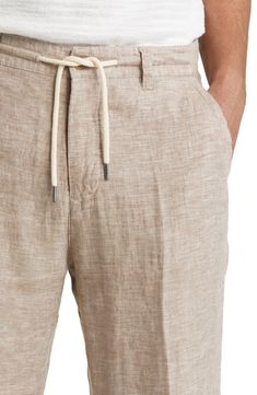 Cut from crisp and airy linen that's exceptional in warm weather, these pants with a chic slim fit will have you looking and feeling good. 29" inseam; 15" leg opening; 12 1/2" front rise; 16" back rise (size Medium) 100% linen Machine wash, tumble dry Imported Feeling Good, Tapered Pants, Warm Weather, Nordstrom, Slim Fit, Size Medium, Pants, Bulgur, Trousers