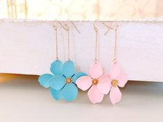 Flower earrings, Pink flower earrings, Spring earrings, Bridesmaid earrings, Birthday gift, Pastel earrings, Petal Statement EarringsLightweight and comfortable, these colorful flower earrings will be your favorite go to everyday earrings and look great day or evening!• Approximate size: 1.5" wide x  3.25" Long* Comes wrapped in a cute little gift box. Ready for gift giving. :)* All products are Lead and Cadmium Free & Nickel Safe* Care Instructions *• Limit exposure to water, hairspray, lotion, Petal Shaped Flower Earrings As Gift, Petal-shaped Flower Earrings For Gifts, Petal Shaped Flower Earrings With 3d Flowers, 3d Flower Petal Earrings, Petal-shaped Earrings With 3d Flowers As Gift, Petal-shaped 3d Flower Earrings For Gift, 3d Petal Shaped Flower Earrings, Handmade Flower Shaped Earrings For Gifts, Handmade Flower Shape Earrings For Gift