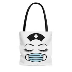 Tote Bag - Double Sided NURSE-FACE Prints - Medical Enthusiasts Ideal – Medical Arts Shop Reusable Rectangular Bag For On-the-go, Rectangular Travel Bag That Is Washable, Practical Reusable School Bag, Washable Rectangular Travel Bag, White School Bag With Reinforced Handles, Reusable White Tote Shoulder Bag, Reusable Tote Bag For On-the-go, On-the-go Reusable Tote Shoulder Bag, Reusable Rectangular Bags For Daily Use