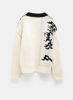 Bottega Veneta sweater featuring relaxed fit and jacquard scribble motif. Made in Italy. Fits true to size, choose your regular size. Standard sizing. White Jacquard Knit Sweatshirt For Fall, Oversized White Jacquard Knit Sweater, Relaxed Fit Jacquard Knit Tops For Winter, Winter Jacquard Knit Tops With Relaxed Fit, Jacquard Knit Top With Relaxed Fit For Winter, Oversized Jacquard Knit Sweater, Jacquard Knit Oversized Sweater, Italy Fits, Hand Makeup