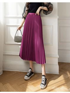 Non-stretch Midi Pleated Skirt, Spring Purple Pleated Maxi Skirt, Spring A-line Skirt With Accordion Pleats, Purple Pleated Maxi Skirt, Purple Midi Skirt For Spring, Spring Purple Pleated Skirt, Fall Purple Midi Skirt, Purple Relaxed Pleated Maxi Skirt, Relaxed Purple Pleated Maxi Skirt