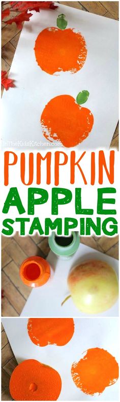 pumpkin apple stamping craft for toddlers to make with the kids and they are ready to use