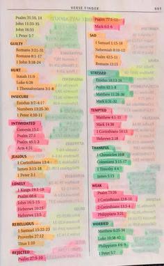 an open bible with the names of jesus and numbers written in different colors on it