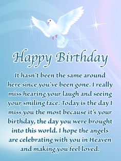 a birthday card with a white dove flying in the sky