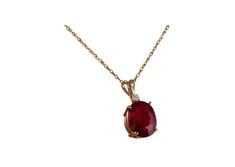 6.05Ct Natural Red Ruby and Diamond 14K Solid Yellow Gold Necklace Amazing looking piece!  Stamped: 14K Suggested Replacement Value: $1,500.00  Natural Oval Cut Ruby Weights: 6.00 Carats  Ruby Measures: 12 x 10mm Total Natural Round Diamond weights: 0.05 Carats (H / SI1) Total Chain Length is 18 inches Pendant measures: 22.3 x 9.77mm Total item weight is: 3 grams Disclaimer: all weights, measurements and colors are approximate and may vary slightly from the listed dimensions or as seen in the im Yellow Gold Necklace, Zircon Ring, Blue Zircon, Red Ruby, Pinky Ring, Natural Ruby, Natural Red, Solid Yellow, Yellow Gold Rings