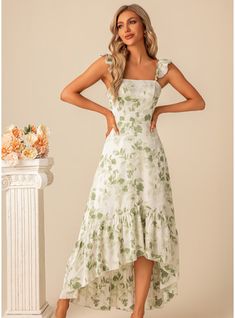 JJ's House No Ruffle Floral Print Satin Asymmetrical Midi Square Spring Summer A-line Yes White S Height:5.7ft(174cm) Bust:33.5in(85cm) Waist:26in(66cm) Hips:36in(91cm) Beach Garden / Outdoor Dress. #JJ's House #No #Ruffle #FloralPrint #Satin #Asymmetrical #Midi #Square #Spring #Summer #Aline #Yes #White #S #Beach #GardenOutdoor #Dress Boho Bridesmaid Dress Midi, Cheap Green Sleeveless Floral Dress, Best Bridesmaid Dresses Beach, Beach Bridesmaid Dresses Satin, Cheap White Floral Dress For Garden Party, Elegant Floral Dress Sage, Spring Garden Party Midi Dress, Party Dress Outdoor, Different Colored Bridesmaid Dresses May