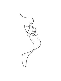 a continuous line drawing of a woman's head with her hands on her hips