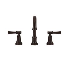 three faucets with two handles, one is black and the other is brown