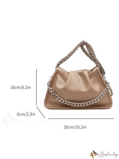 BirdinBag - Stylish Armpit Bag Featuring Chic Pleats and Metal Chain Strap Trendy Chain Pouch Bag, Versatile Brown Shoulder Bag With Chain Strap, Beige Tote Bag With Chain Strap, Beige Travel Bag With Chain Strap, Trendy Travel Bag With Chain Detail, Trendy Travel Bags With Chain Detail, Daily Use Clutch Bag With Chain Strap, Brown Chain Clutch Shoulder Bag, Beige Shoulder Bag With Chain Strap