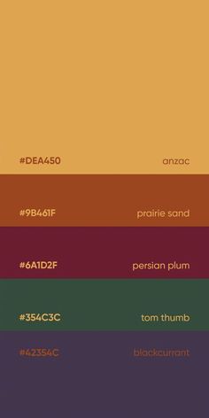 an image of the color scheme for different types of paint colors and their corresponding names