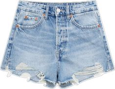 Summer High-waisted Denim Shorts, High-waisted Denim Shorts For Summer, Denim Blue Summer Shorts, Denim Blue Summer Jean Shorts, Denim Blue Cutoff Jean Shorts For Summer, Summer Jean Shorts In Denim Blue, Summer High-waisted Denim Blue Jean Shorts, Summer Cutoff Jean Shorts With Pockets, Denim Blue Cutoff Shorts For Summer