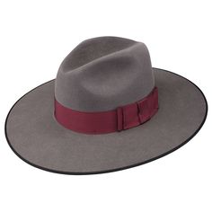 Stetson Tri-City Wide Brim Fur Felt Fedora: DelMonico Hatter Luxury Wide Brim Fur Felt Hat, Luxury Fur Felt Hat Band With Short Brim, Modern Fitted Fedora With Flat Brim, Luxury Fur Felt Hat With Curved Brim, Classic Fur Felt Fedora With Flat Crown, Luxury Wool Fedora With Flat Brim, Luxury Fur Felt Hat For Kentucky Derby, Luxury Fur Felt Fedora With Flat Brim, Luxury Brimmed Fur Felt Hat