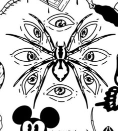 an image of mickey mouse with many different things in it's face and eyes