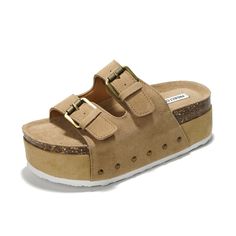 PRICES MAY VARY. 𝗟𝗲𝗮𝘁𝗵𝗲𝗿 𝘀𝗮𝗻𝗱𝗮�𝗹𝘀 𝗳𝗼𝗿 𝘄𝗼𝗺𝗲𝗻: These suede leather sandals for women combine luxury with practicality. Featuring a cork wedge and adjustable straps, they are perfect for dressy occasions or casual summer outings. 𝗪𝗼𝗺𝗲𝗻𝘀 𝗽𝗹𝗮𝘁𝗳𝗼𝗿𝗺 𝘀𝗮𝗻𝗱𝗮𝗹𝘀: Stylish platform sandals with a natural cork footbed wedge and adjustable brass buckle straps. Made from high-quality suede leather, these sandals are perfect for any summer outfit. 𝗦𝘁𝗿𝗮𝗽𝗽𝘆 𝘀𝗮𝗻𝗱? Slides For Women, Cork Sandals, Sandal Platform, Platform Sandals Heels, Platform Wedge Sandals, Platform Wedges, Strappy Sandals, Sandals Summer, Platform Heels