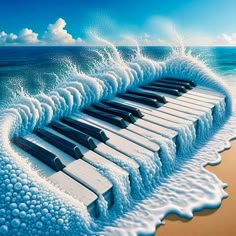 an artist's rendering of a piano in the ocean