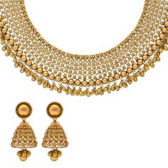 This 22k Indian gold beaded jewelry set is simply luxurious. The heavy beading and elaborate design used to create the jhuma earrings and matching necklace is perfect to wear special occasions and important events when you want a standout look of golden glory. Features• 22k yellow gold• BeadedVirani Jewelers bridal jewelry made from 22k gold brings together the beauty and significance of Indian culture and traditions. Find more beautiful 22k gold Indian bridal jewelry like this Indian gold beade Yellow Gold Jhumkas For Reception And Festivals, Gold Heavy Jhumkas For Reception, Gold Indian Bridal Jewelry, Indian Culture And Tradition, Indian Bridal Jewelry, Gold Bead Necklace, Indian Culture, Bridal Jewellery Indian, Matching Necklaces