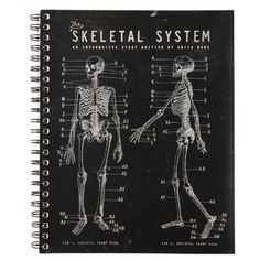 a spiral notebook with an image of a skeleton and the words skeletal system on it