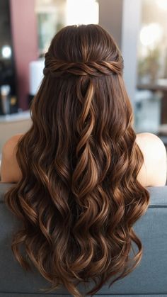 Discover 15 stunning hoco hairstyles for prom night From elegant updos to chic half-up styles find the perfect look for your straight simple short or shoulder-length hair Whether you have long medium natural curly or easy-to-style hair these gorgeous hairstyles will have you looking and feeling fabulous on your special night Half Up Half Down Bridesmaid Hair Medium Lengths Hairstyle Ideas, Elegant Hairstyles Long Hair, Long Hair Curled Hairstyles, Peinados Elegantes Sueltos, Hairstyles For Long Hair Curly, Hairstyle Fancy, Loose Bun, Bridesmaid Hair Inspo, Elegant Updos