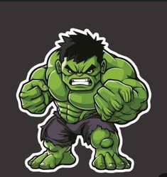 the incredible hulk sticker is shown on a black background and has an angry look