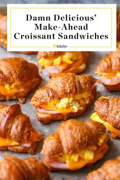 croissant sandwiches with ham and cheese on them