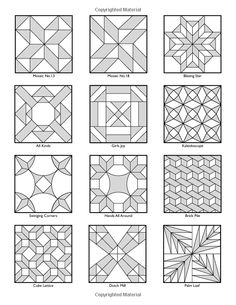 the different types of quilting patterns in each pattern, and how to use them