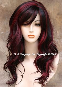 Red Highlights In Brown Hair, Burgundy Highlights, Red Brown Hair, Black Hair With Highlights, Dark Hair With Highlights, European Hair, Styles Ideas, Red Highlights