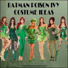 a group of women dressed in costumes with the words batman posion ivy costume ideas