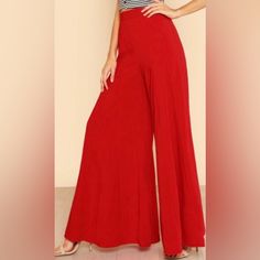 Red Shein Wide Leg Pants Waist: 14” Inseam: 32” Red Non-stretch Summer Pants, Red Wide Leg Pants With Pockets, Chic Red Wide Leg Full Length Pants, Red Wide Leg Pants For Summer, Casual Red Wide Leg Pants, Full Length, Casual Red Wide Leg Full Length Pants, Red Wide Leg Cargo Pants, Chic Red Full Length Wide Leg Pants, Red High Waist Wide Leg Summer Pants