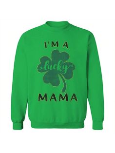 COMFY & COOL: Nearly There offers graphic shirts made of materials that are durable, comfortable, and easy to care for. Whether you're looking for a funny, inspirational, or pop-culture-inspired graphic shirt, we've got you covered.Nearly There I'm A Lucky Mama Graphic Irish Green Unisex Cotton Pullover Sweatshirt Green   Long Sleeve Fabric   Medium Stretch All Men Clothing, size features are:Bust: ,Length: ,Sleeve Length: Green Long Sleeve, Cotton Pullover, Fabric Medium, Graphic Shirt, Men Clothing, Graphic Shirts, Pullover Sweatshirt, All Fashion, Mens Sweatshirts