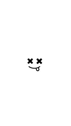 a black and white drawing of a face with two crosses on it's eyes