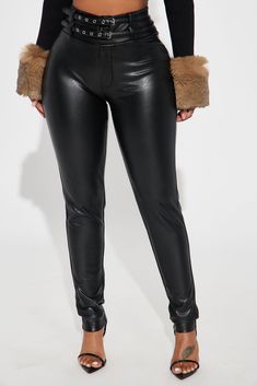 Available In Black. Faux Leather Skinny Pant High Rise Belted 100% Polyurethane Imported | Kennie Faux Leather Skinny Pant in Black size 1X by Fashion Nova Black Faux Leather, Black Pants, Black Fashion, Fashion Nova, High Rise, Faux Leather, Pants For Women, Size Medium, Pants