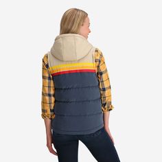 The Epic Fader Puffer Vest is the ultimate fusion of function and fashion. With its vibrant, vintage-inspired exterior and cozy layer of soft micro-flannel on the inside, this retro puffer vest looks as good as it feels. The fill is 100% polyester and the outside fabric is a plush, water-resistant cotton. Additional features are 2 inside pockets and high-quality YKK® Zippers. Get one now and let your retro style shine! Female Model is 5'10" / 130 lbs and is wearing a size XS Male Model is 5'11" Cozy Vest, 130 Lbs, Broad Shoulders, Hooded Vest, Tall Girl, Mens Vest, Female Model, Puffer Vest, Hand Warmers