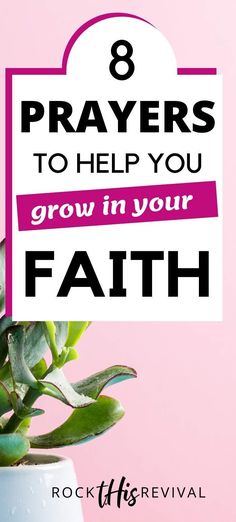 a potted plant with the words 8 ways to help you grow in your faith