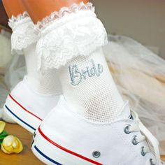 ✨💎 Wouldn't you like to experience elegance and quality together? Meet these custom embroidered frilly bridal socks! ✴️PRODUCT FEATURES: These lace socks are made of 80% cotton and 20% spandex material. Thanks to its perforated structure, it is suitable for the summer season; it doesn't cause sweating and features a breathable fabric! These bride socks are compatible with EU sizes 37-42. These wedding socks come in 2 design options, choose your style!  🌟HOW TO ORDER: Firstly, please select the Bridal Socks, Hosiery Dress, Socks Lace, Frilly Socks, Wedding Socks, The Cardigans, Personalized Socks, Wedding Gifts For Bride, Choose Your Style