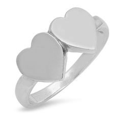 Style: Double Heart Signet Ring Metal: 14K Gold [Yellow Gold, Rose Gold or White Gold]