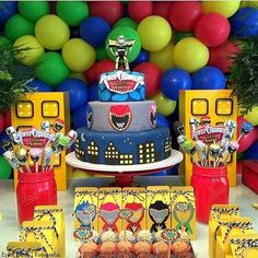 an image of a birthday party with cake and decorations