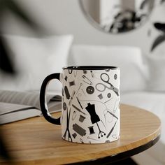 Embrace the artistry of sewing with this stylish mug adorned with intricate sewing tools, making it the perfect gift idea for any passionate seamstress or sewer who loves to sew. Whether sipping morning coffee or enjoying an evening tea, this charming mug celebrates the love for sewing, serving as a cherished companion for those who find joy in the delicate dance of thread and fabric. Choose your favorite color combination. Material: 100% ceramic One size: 11 oz (0.33 l) Scratch-resistant finish Gifts For Sewers, Machine Sewing, Gift Love, Find Joy, Evening Tea, Sewing Gifts, Sewing Tools, Mug Gift, Finding Joy