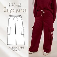 PATRÓN PDF CARGO PANTS talla M – Paoladesignchile Pants Pattern Free, Basic Sewing, Diy Sewing Clothes, Sewing Basics, Flannel Fabric, Pants Pattern, Palazzo Pants, Pdf Sewing Patterns, Cotton Flannel