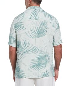 Embrace cool tropical style with this soft-draping Cubavera men's short sleeve button-down shirt. A palm dotted print pops with a fresh, modern look while the Cuban collar adds laidback retro charm. 100% Viscose Big & Tall Textured Viscose Fabric For Soft-Draping Style Palm Dotted Print Adds Eye-Catching Style Cuban Collar For A Retro Look Short Sleeves Machine Wash Imported | Cubavera Men's Big & Tall Palm Dotted Print Short Sleeve Shirt in Balsam Green, Size 4X, 100% Viscose Casual Collared Camp Shirt With Palm Tree Print, Relaxed Fit Short Sleeve Shirt With Palm Tree Print, Casual Collared Shirt With Palm Tree Print, Tropical Camp Shirt With Relaxed Fit, Tropical Camp Shirt With Relaxed Fit And Collar, Tropical Camp Shirt With Relaxed Fit And Collared, Collared Tops With Palm Tree Print And Relaxed Fit, Collared Top With Palm Tree Print In Relaxed Fit, Relaxed Fit Collared Top With Palm Tree Print