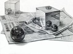 a pencil drawing of some balls and money on top of each other with chinese writing