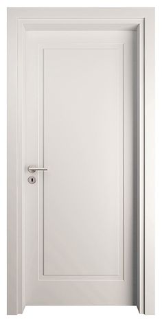 an open door on a white wall with the handle pointing to it's left