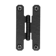 an iron door hinge with two screws