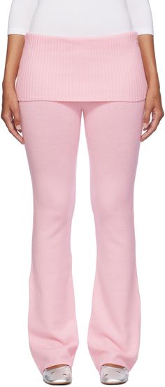 Flared knit acrylic-blend lounge pants. · Elasticized rib-knit foldover waistband · Rib-knit cuffs Supplier color: Cozy pink Bikinis Pink, Frankies Bikinis, Sleepwear & Loungewear, Lounge Pants, Knit Cuff, Apparel Accessories, Rib Knit, Lounge Wear, Lounge